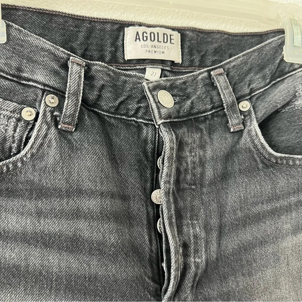AGOLDE Jamie Jeans Straight Leg Gray Black Size 27 Revolve